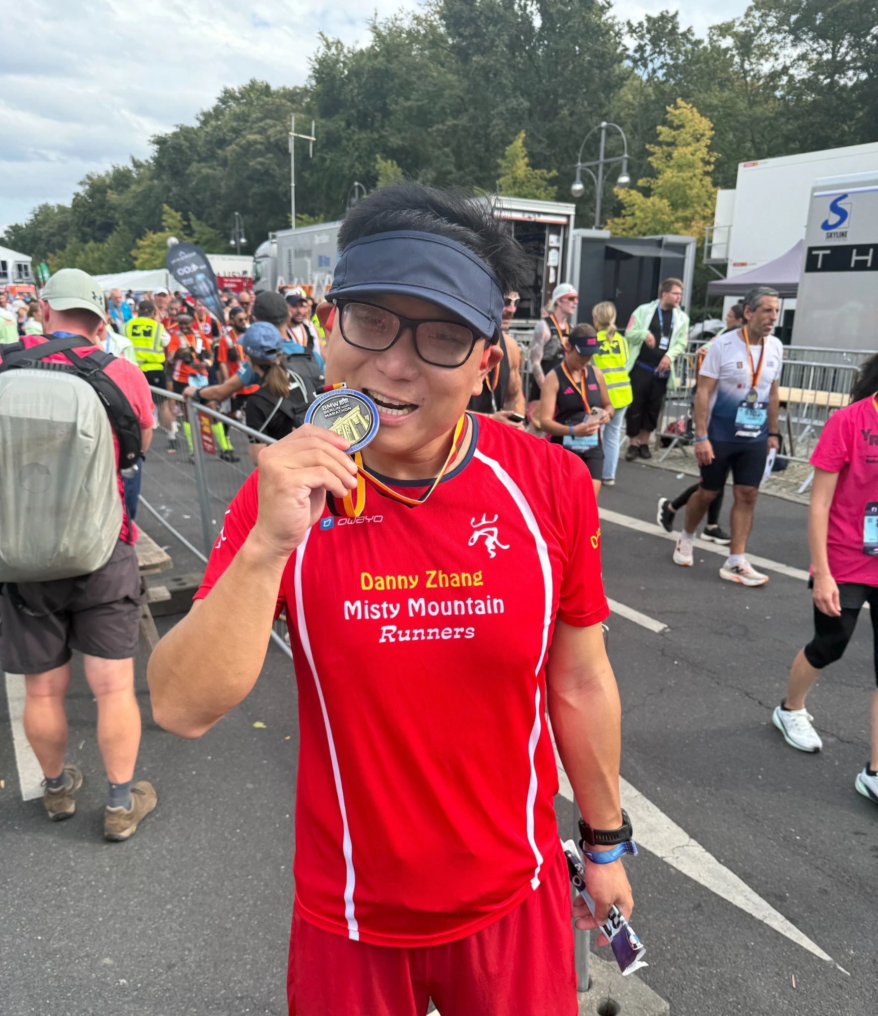 Shuo Zhang after finishing the 2025 BMW Berlin Marathon
