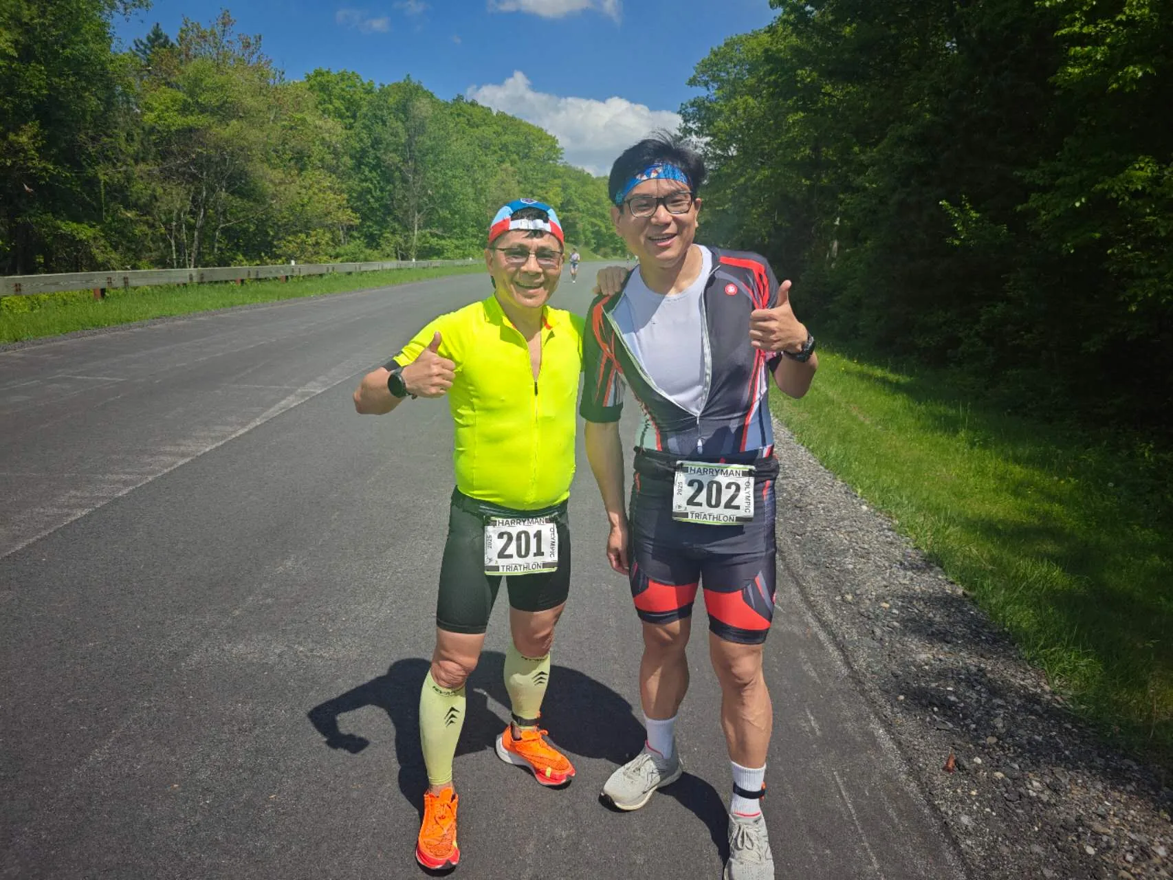 Shuo Zhang after finishing his first triathlon on May 17, 2025